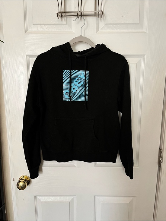 Obey Tops - Obey Black Hoodie with Blue Graphic Square